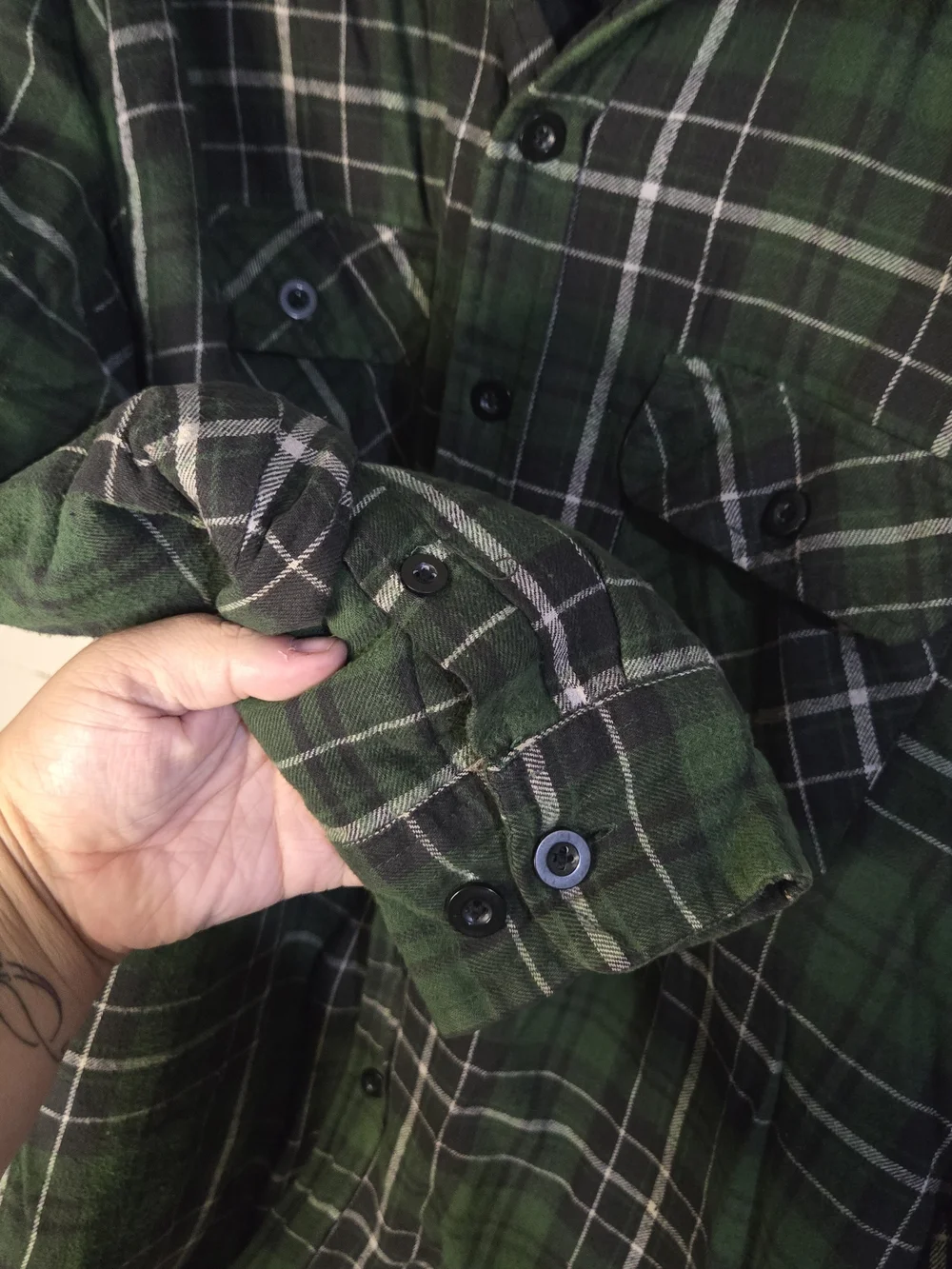 Basic Editions Men's Green Plaid Quilted-Lined Shirt Jacket